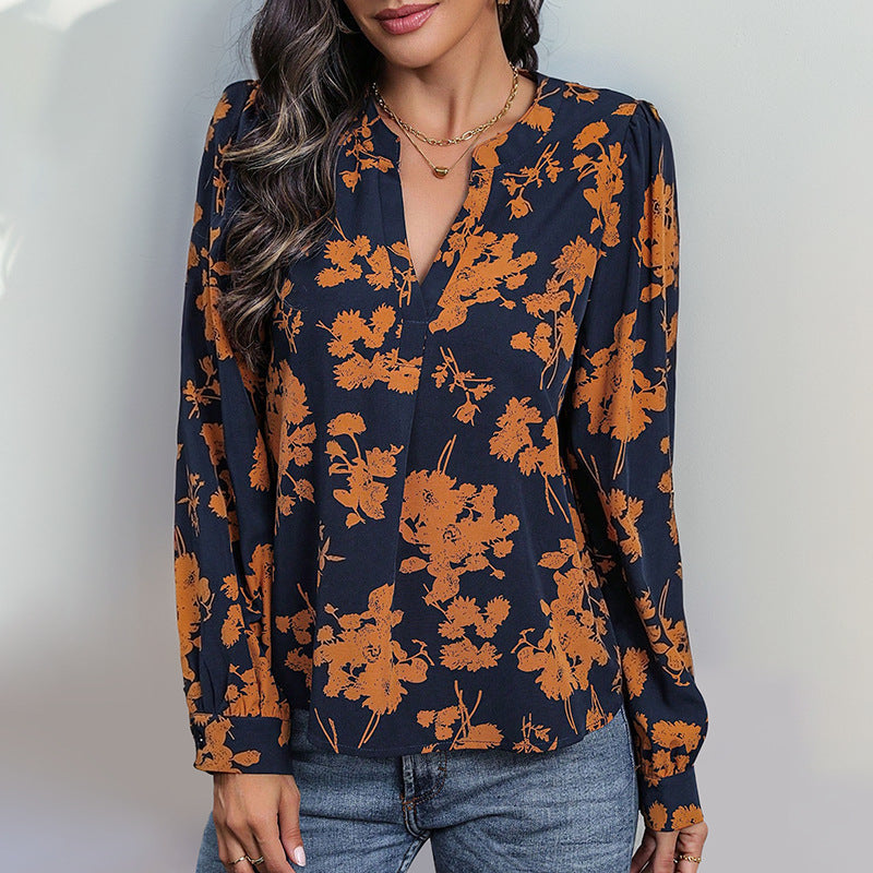 Pullover V-neck Printed Top