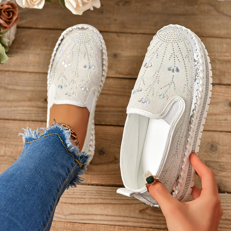 Slip-on Rhinestone Thick Bottom Shoes