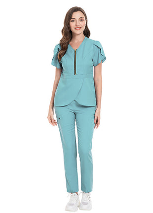 Slim Fit Nurses' Uniform Short Sleeve Pants Suit