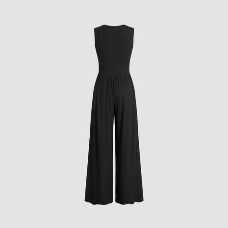 European And American New Sleeveless Knitted Jumpsuit