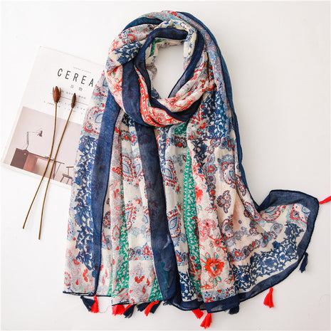 Japanese Style Artistic Cotton and Linen Scarf Bohemian Cashew