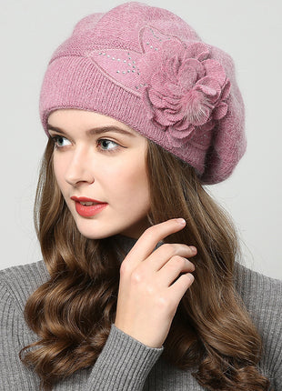 Rabbit Fur Knitted Woolen Cap