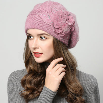 Rabbit Fur Knitted Woolen Cap