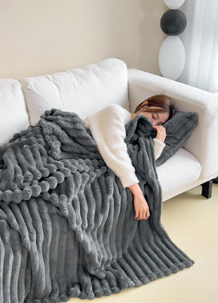 Soft Wind Bubble Blanket Rabbit Fur Double-sided Thickening Cover