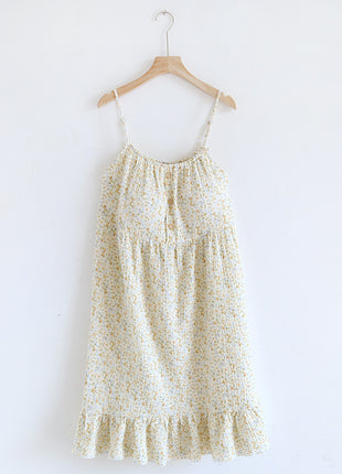 Sweet Floral Suspender Cotton Pyjamas