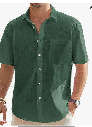 Cotton And Linen Short Sleeve Shirt