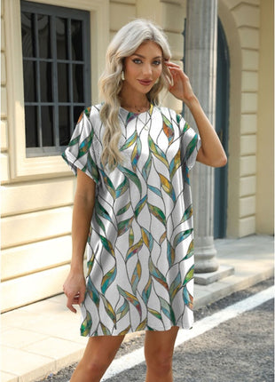 Loose Crew Neck Short Sleeve Pocket Dress