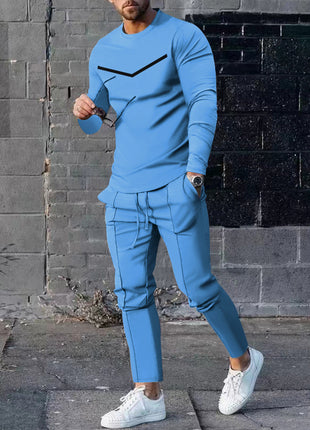 Round Neck Long Sleeve T-shirt Trousers Suit