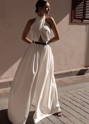 Sleeveless Halter Backless Jumpsuit