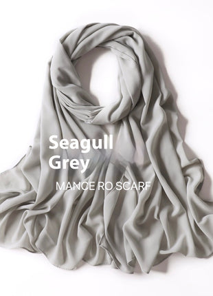 Pure Color Pearl Chiffon Scarf Headcloth Veil Chiffon Scarf