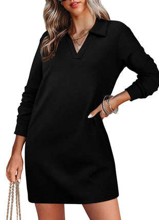 Lapel Long Sleeve Dress