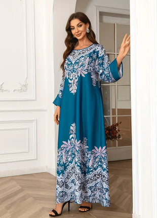 Kaftan Long Sleeved Round Neck with Bead Embellishment Dress
