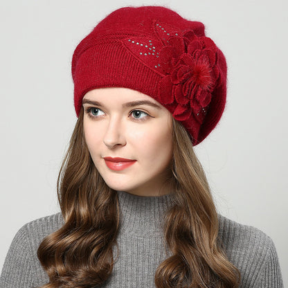 Rabbit Fur Knitted Woolen Cap