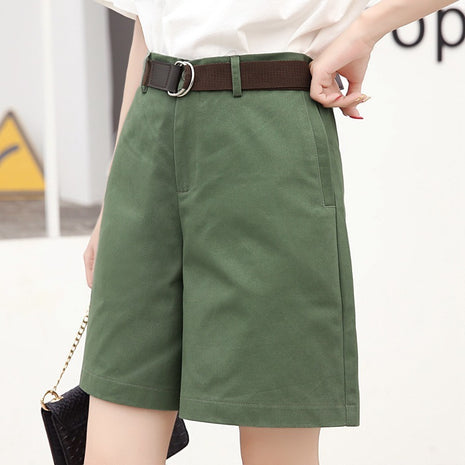 Cotton Straight High Waist Slimming Loose Casual Short