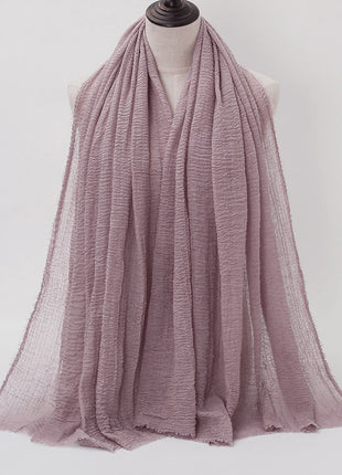 Pure Color Pleated Cotton Scarf Cotton And Linen Scarf