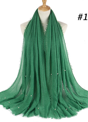 Cotton and linen crumpled monochrome scarf