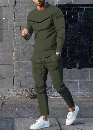 Round Neck Long Sleeve T-shirt Trousers Suit