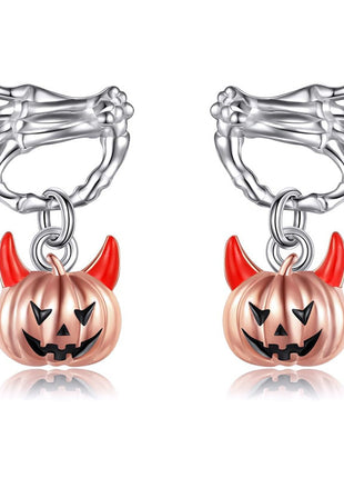 Halloween Ghost Hand Pumpkin Head Stud Earrings