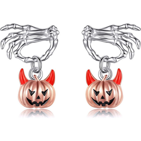 Halloween Ghost Hand Pumpkin Head Stud Earrings