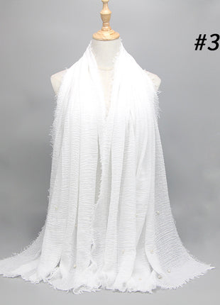 Cotton and linen crumpled monochrome scarf