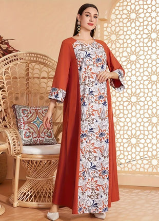 Elegant Floral Long-Sleeved Dress