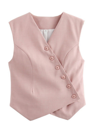 V-neck Single Row Oblique Asymmetric Vest