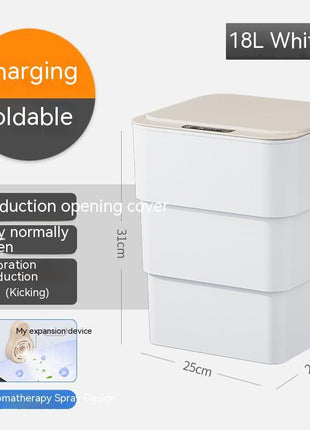 18L Smart Foldable Trash Can Induction & kick opener, normal key With Lid