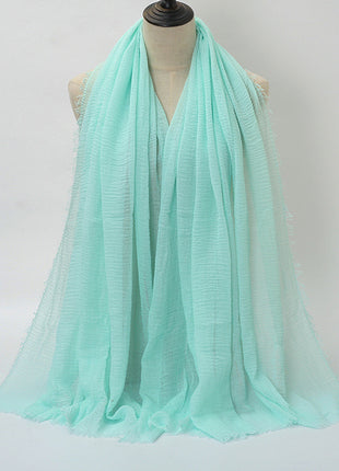 Pure Color Pleated Cotton Scarf Cotton And Linen Scarf
