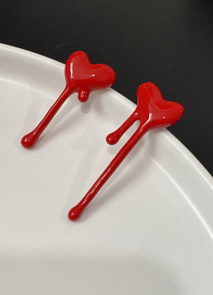 Spilled Blood Heart Earrings