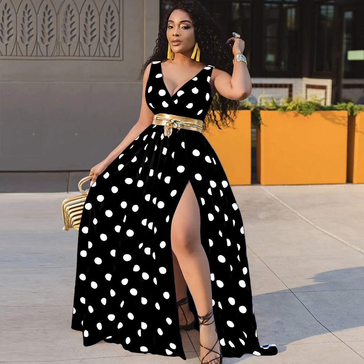 Dot Belt Plus Size Dress