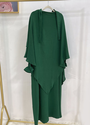 Monochrome Lantern Abaya With Headscarf