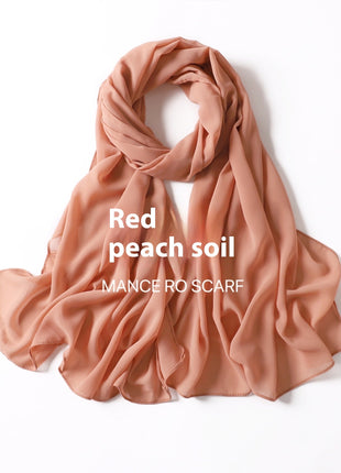 Pure Color Pearl Chiffon Scarf Headcloth Veil Chiffon Scarf