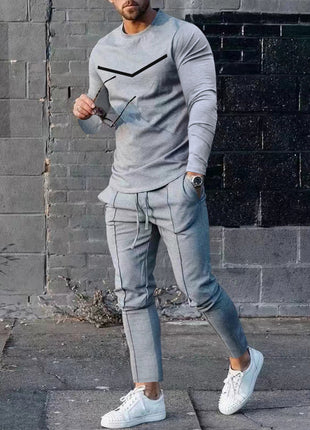 Round Neck Long Sleeve T-shirt Trousers Suit