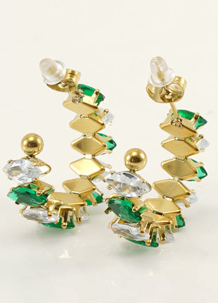 Stainless Steel Zircon Rhinestone Earrings