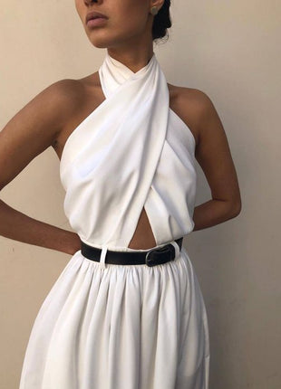 Sleeveless Halter Backless Jumpsuit