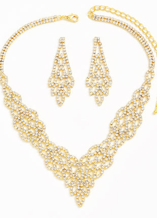 Crystal Stone Necklace & Earrings Suit