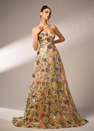 Elegant Sleeveless Sequined Suspender Dress