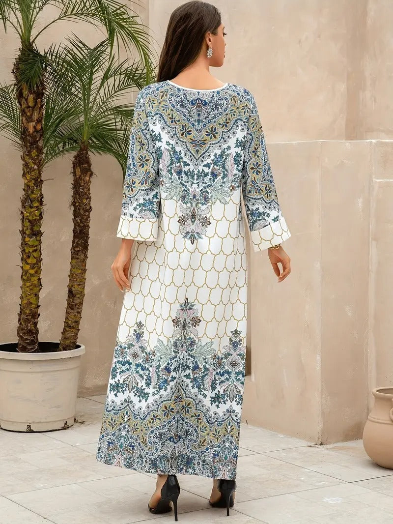 Yahua Floral Print Women's Long Sleeved Stylish Dress