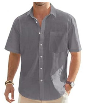 Cotton And Linen Short Sleeve Shirt