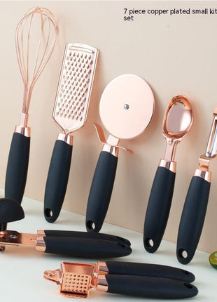Copper Plated Set of 7 Kitchen Utensils