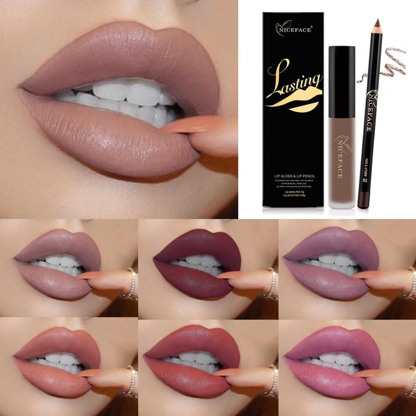 NICEFACE Lip Gloss & Pencil Set