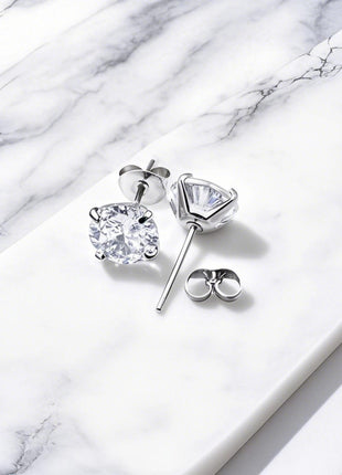 Butterfly Clasp Four-Claw Zircon Stud Earrings