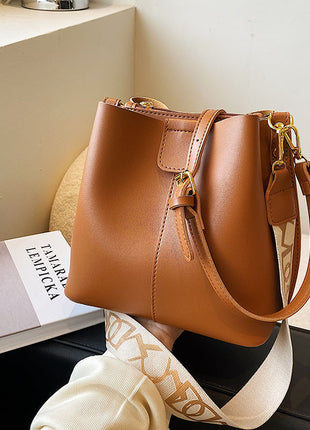 French Minority Design Wide Shoulder Strap Bucket Bags