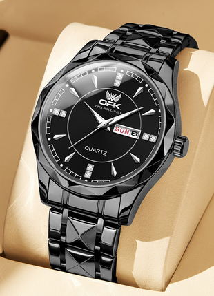 Stainless Steel Double Calendar Waterproof Watch