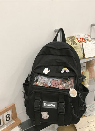 Cute Contrast Color Preppy Casual Nylon Backpack