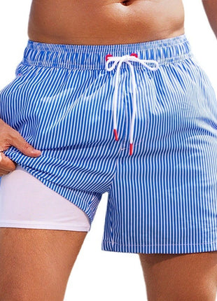 Blue Pinstripe Beach Trunks