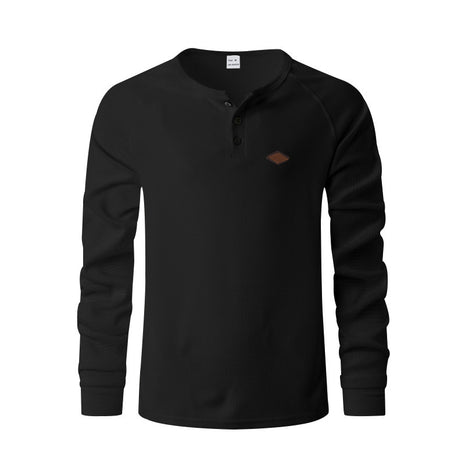 Waffle Buckle Quick-drying Raglan Henry Long Sleeve