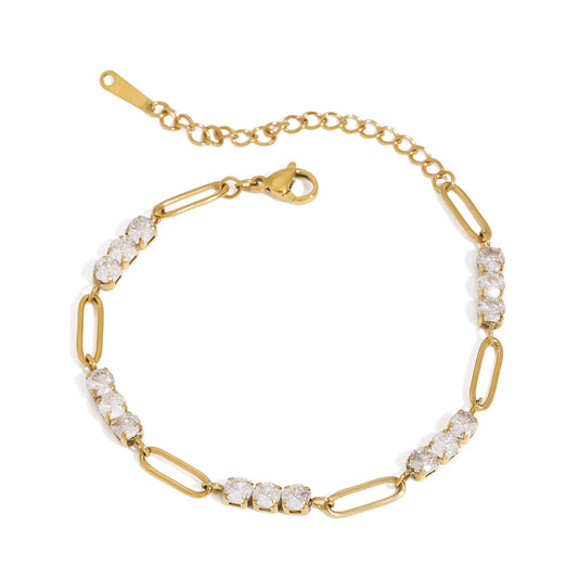 Stainless Steel Full Diamond Chain Bracelet