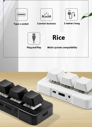Mini PC Gaming Macro Programmable Keyboard – 3 Key USB/Wireless