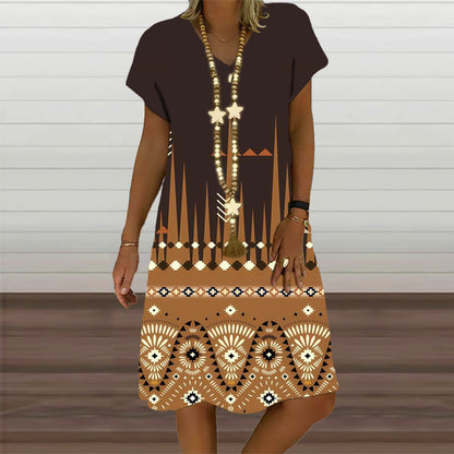 Pullover Short Sleeve Mid-length Daily Dress